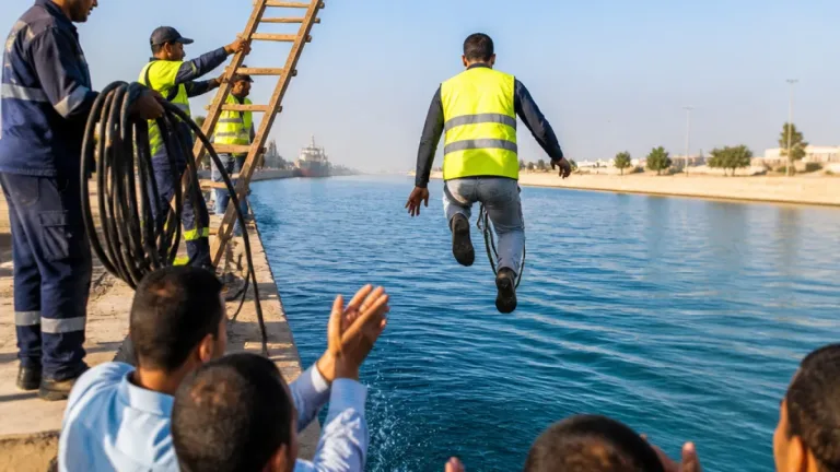 شاب من جهاز إنارة السويس ينتشل طفلاً من الغرق في ترعة الباسل ويطالب المواطنون بتكريمه
