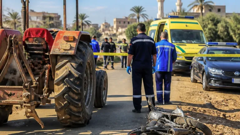 مصرع شاب وإصابة آخر في تصادم جرار زراعي ودراجة نارية ببركة السبع بالمنوفية