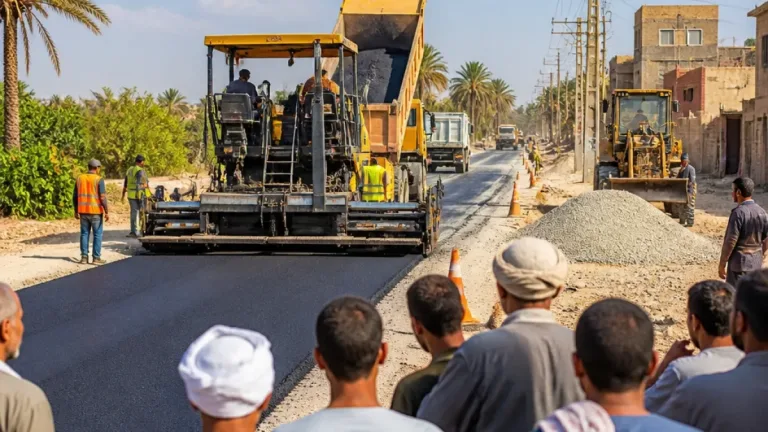 بدء رصف المرحلة الثانية لطريق الشيخ محمد صديق المنشاوي بالمنشاة لتحسين السيولة المرورية