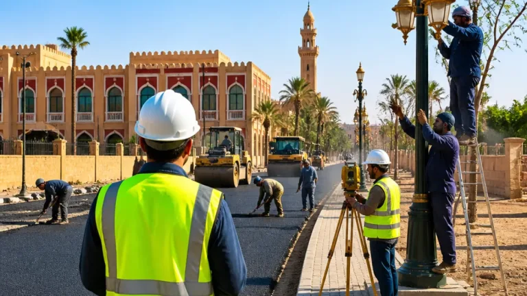محافظ الأقصر يتفقد رصف شوارع المدينة ويوجه باستخدام أجهزة الليزر وإعادة طلاء أعمدة الإنارة