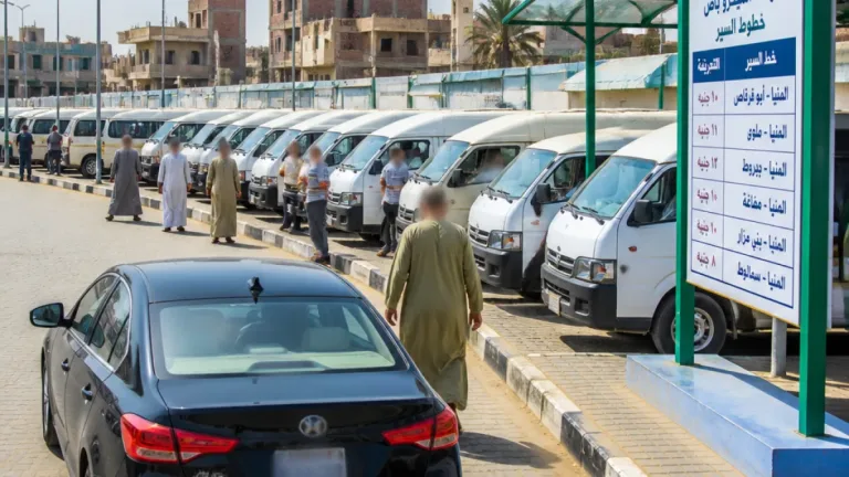 محافظ المنيا يراقب حركة الميكروباصات بموقف عطف حيدر ويشدد على الالتزام بخطوط السير والتعريفة