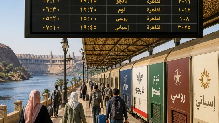 مسافرون من أسوان إلى القاهرة: مواعيد القطارات وخيارات السفر يوم 15 أغسطس 2026