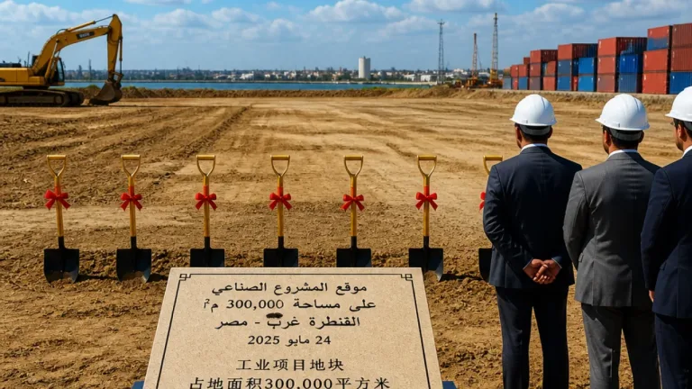 وضع حجر أساس مجمع غزل ونسيج صيني بالقنطرة غرب باستثمارات 117 مليون دولار