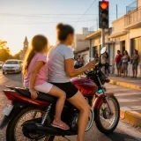 Video en Catamarca muestra a una conductora con lata de cerveza y una menor sin casco en la moto