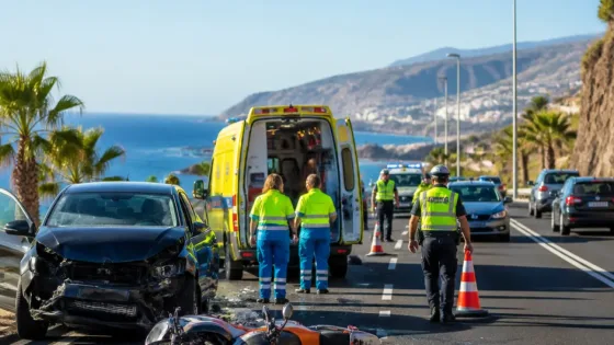 Accidente en la TF-1 a la altura de Arona deja a un motorista con traumatismo craneal