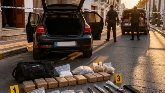 Marbella: tres arrestados, dos menores, tras hallar armas y gran cantidad de drogas
