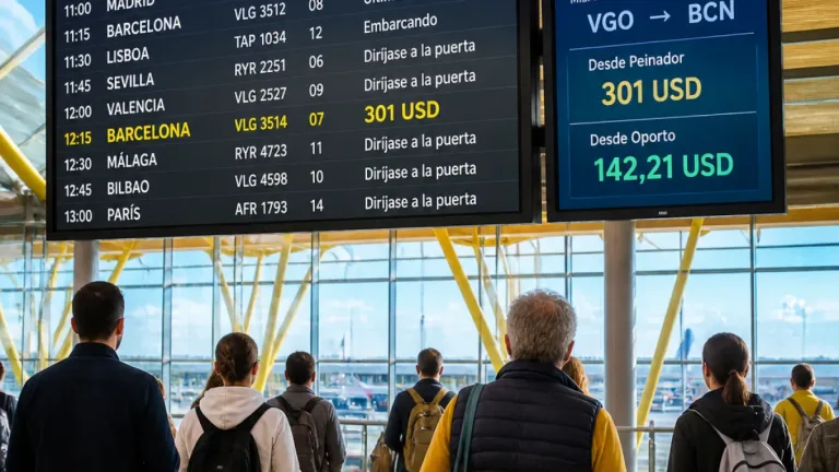 A Coruña: viajeros pagan casi el doble a Barcelona que desde Oporto, denuncia estudio