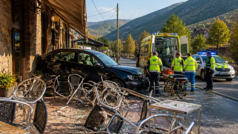 Accidente en Cabrillanes deja dos heridos tras empotrar un turismo contra una terraza en León