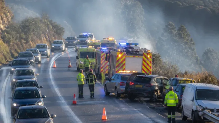 Accidente múltiple en la A-52 condiciona la circulación hacia Ourense tras choque de seis vehículos