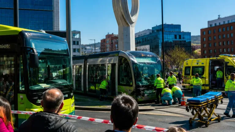 Colisión entre Bilbobus y tranvía en la Plaza Circular deja seis heridos en Bilbao