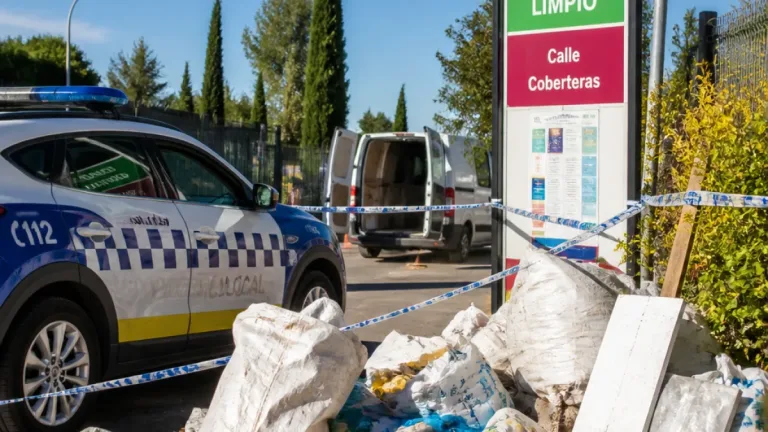 Coslada investiga un vertido masivo de escombros junto al Punto Limpio en la calle Coberteras