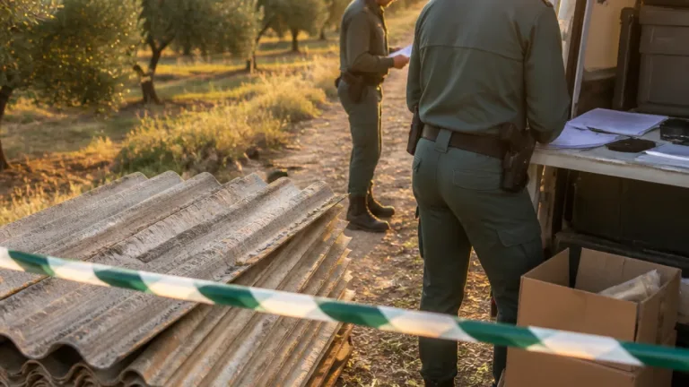 Detenido por el Seprona el grupo que retiró placas de amianto y las abandonó en un olivar de Cuenca