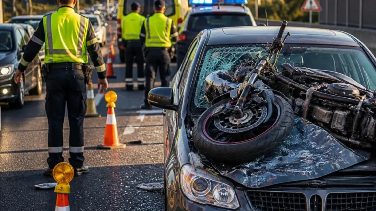 Dos heridos graves tras una colisión entre moto y coche en la AP-9 a la altura de Pontevedra