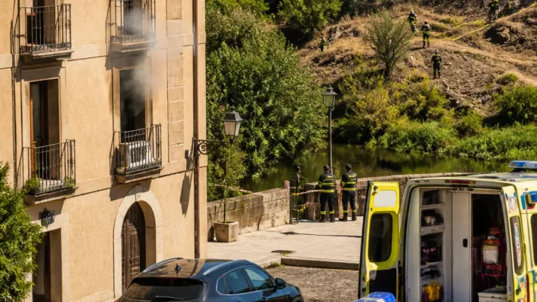 Dos incendios afectan a Segovia en la misma noche: vivienda en plaza Samaniego y ladera en Las Arenas