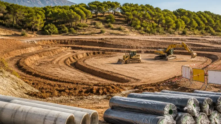 Estepona avanza en las obras del velódromo que incluirá pista de ciclismo y campo para rugby y fútbol