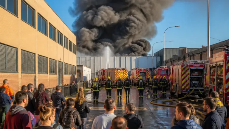Incendio en una nave textil de Mataró obliga a desalojos; Bomberos lo estabilizan pero no lo controlan