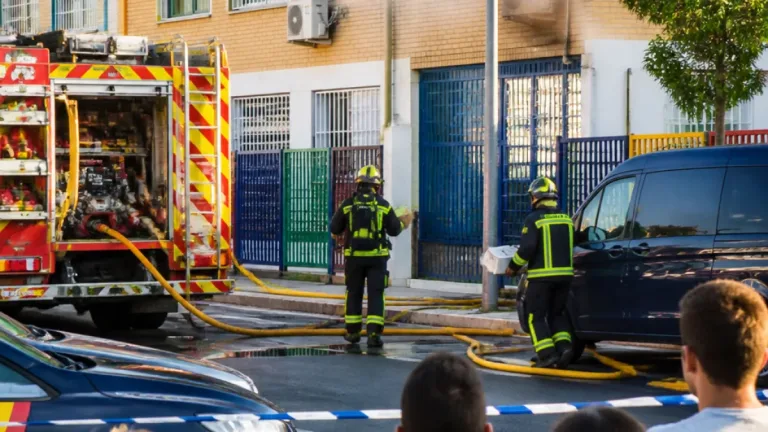 Incendio nocturno en el colegio Guadiana moviliza a Bomberos y Policía en Badajoz
