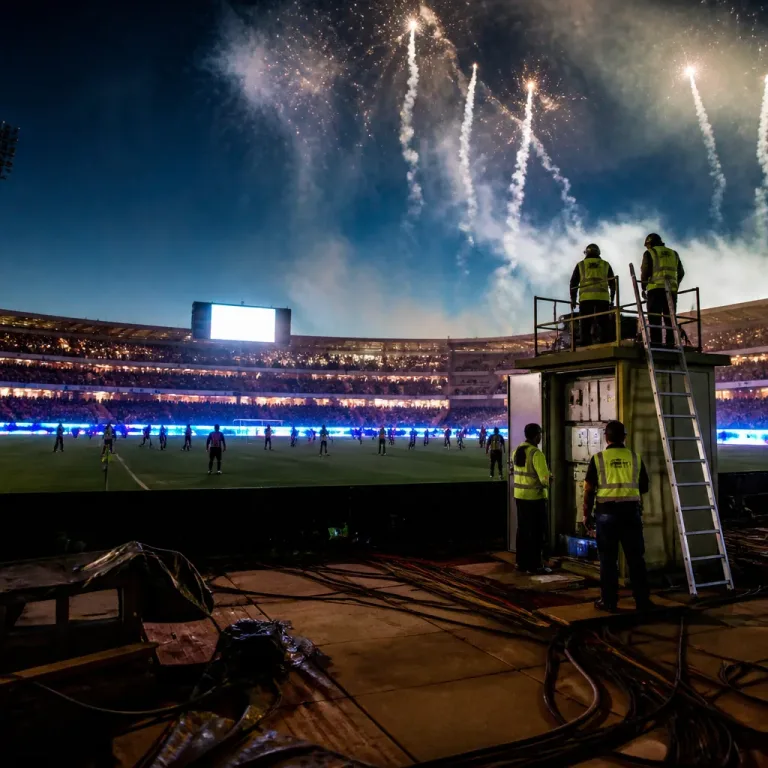 Se apagan las luces en el estreno del alumbrado del estadio de Barracas Central antes del partido