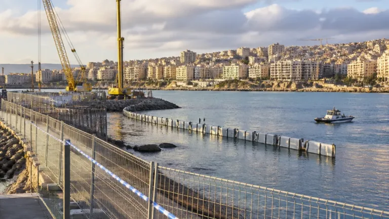 La Guardia Civil instala una barrera marítima en el dique sur de Melilla para reforzar la frontera