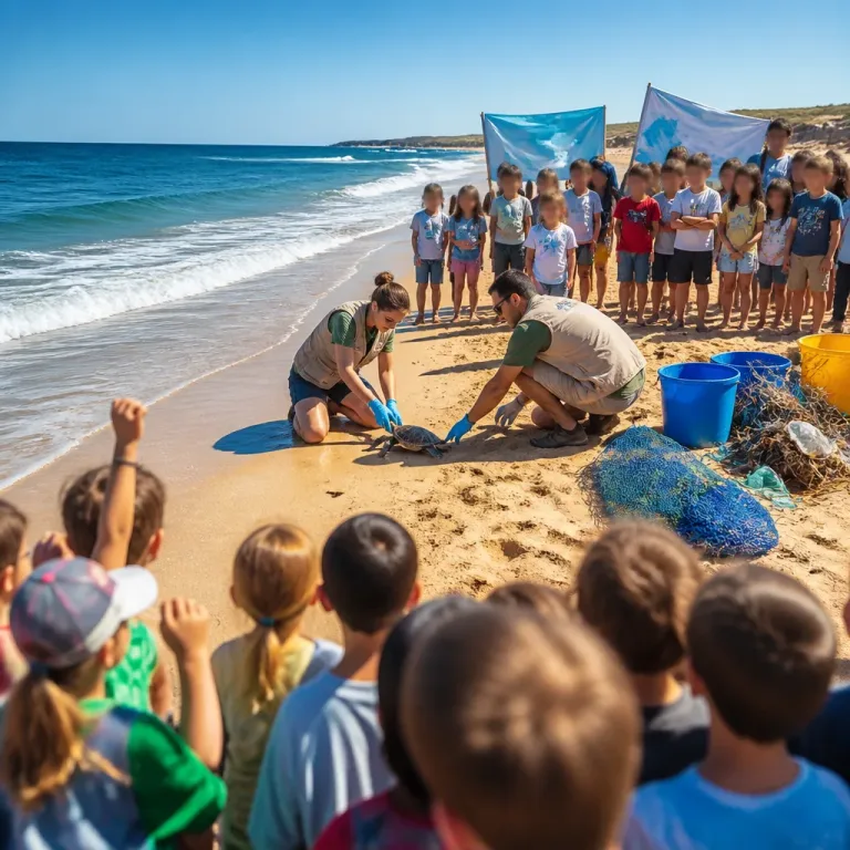 Fuerteventura libera una tortuga boba recuperada e involucra a más de 40 niños en la suelta