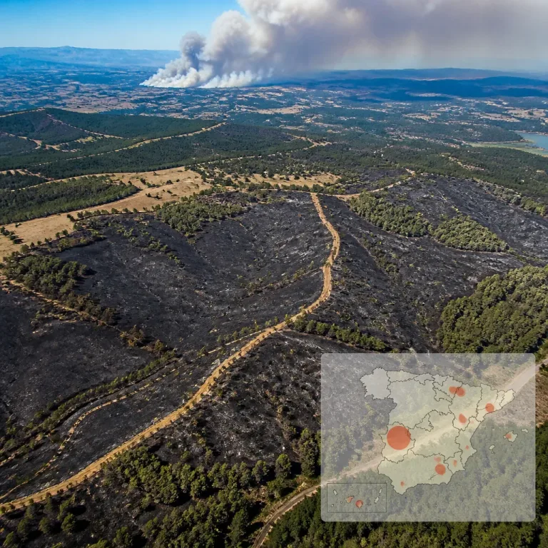España registra 254.730 ha afectadas por incendios hasta el 17 de agosto, por debajo de 2025
