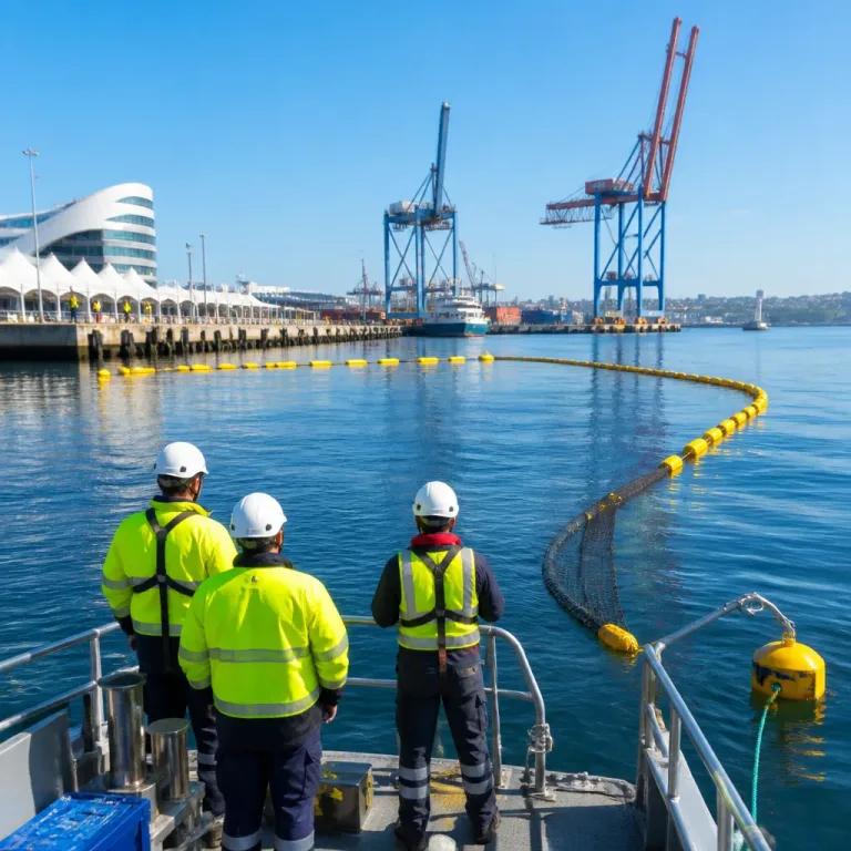 Gijón prueba una barrera flotante contra la llegada de carabelas a sus playas