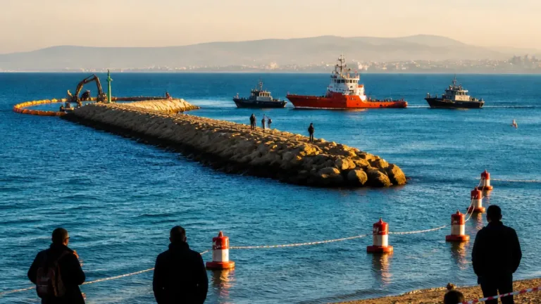 Melilla: la Guardia Civil instala una barrera marítima en el Dique Sur y cierra el espigón