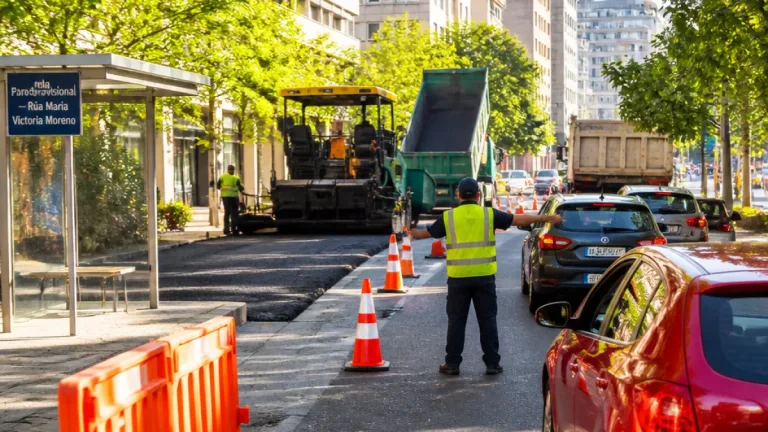 Pontevedra corta parcialmente la Plaza de Galicia por obras de asfaltado y traslada la parada de buses