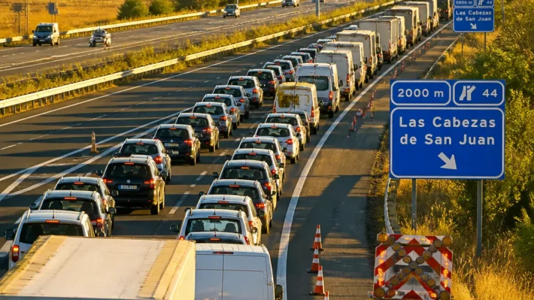 Retenciones superan 20 km entre Sevilla y Cádiz en un domingo marcado por el cambio de quincena
