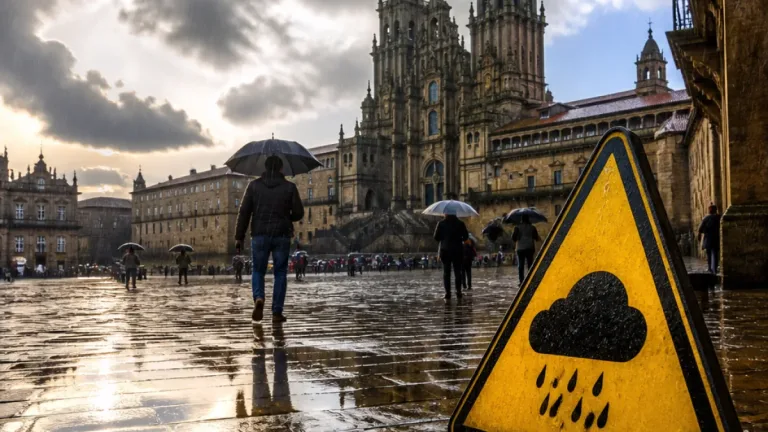 Santiago de Compostela en alerta amarilla por lluvias y tormentas: previsión y recomendaciones
