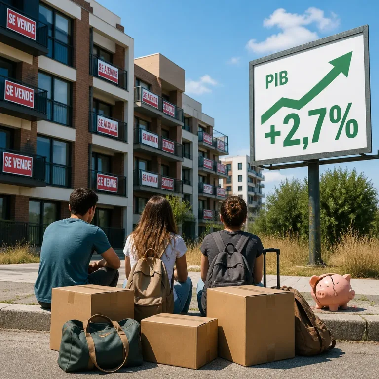 España crece, pero la calidad de vida empeora: el PIB sube 2,7% y los jóvenes no pueden independizarse