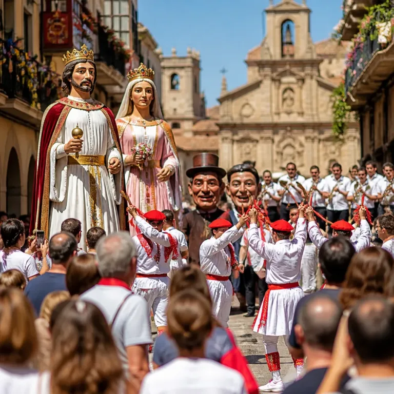 Pamplona respira sanfermines en el Casco Viejo con procesión, gigantes y ambiente multitudinario