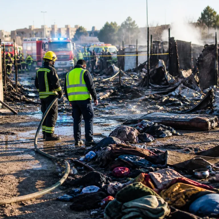 Muere una persona en un incendio en un asentamiento chabolista de Palos de la Frontera