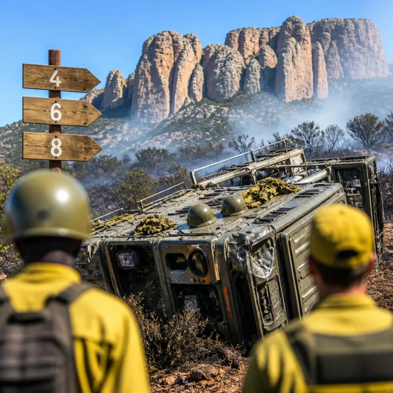 Un militar de la UME fallece y tres resultan heridos al volcar un autobomba en el incendio de Riglos