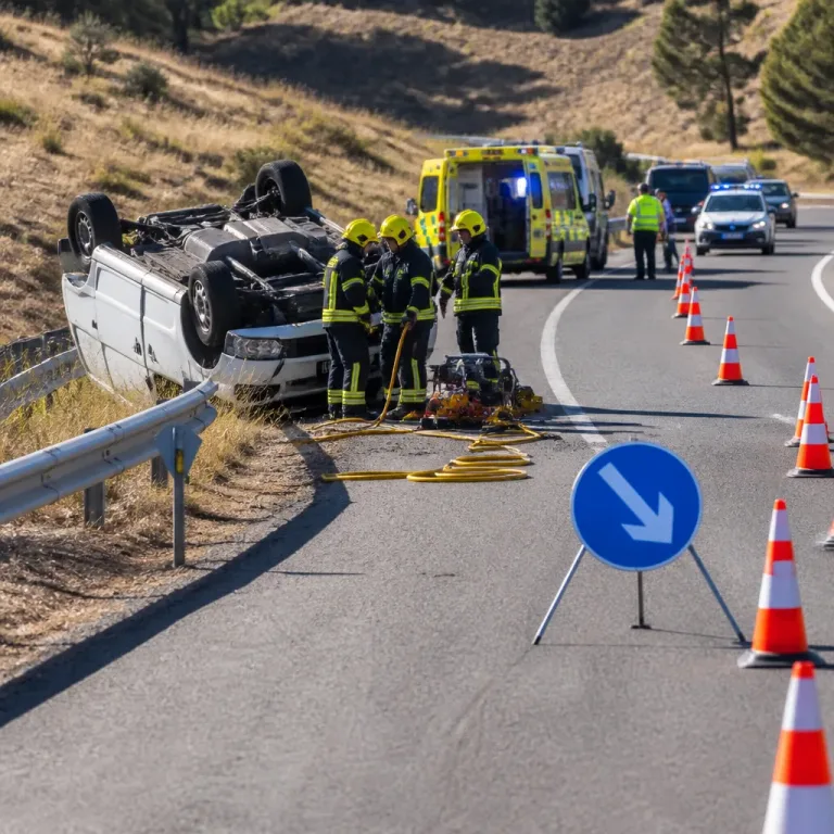 Dos hombres resultan heridos y quedan atrapados tras volcar una furgoneta en la A-52