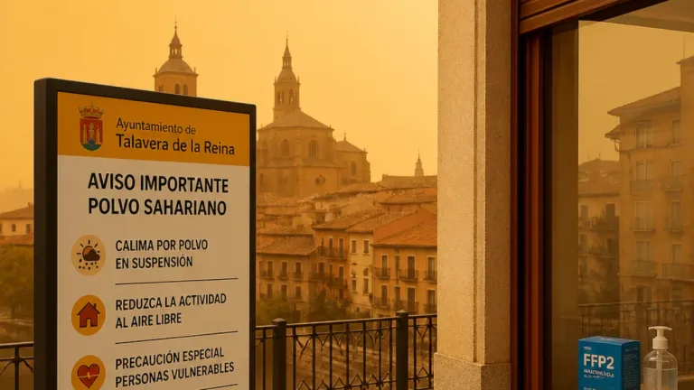 Talavera de la Reina activa recomendaciones sanitarias por intrusión de polvo sahariano y aumento de PM10