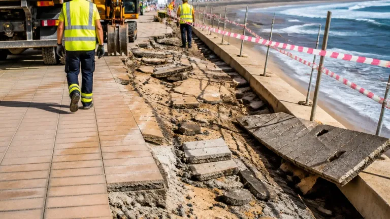Telde inicia obras de emergencia en la avenida de Taliarte tras hundimiento del paseo