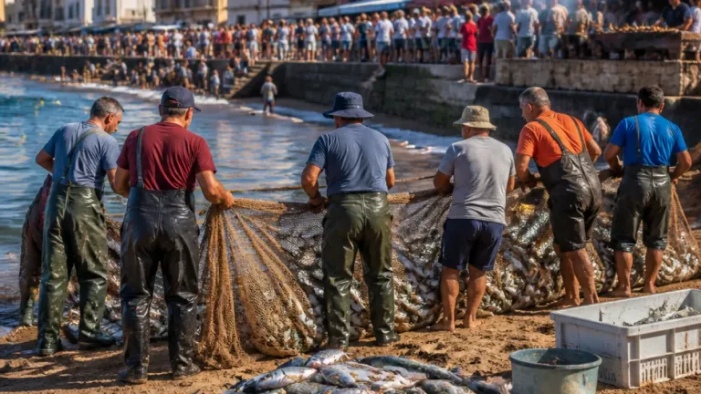 Telde recupera la tradición de la pesca del chinchorro en Melenara durante las fiestas