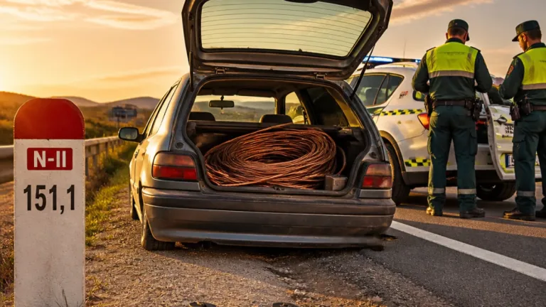 Tres detenidos en Soria tras interceptar 900 kg de cable de cobre en la N-II