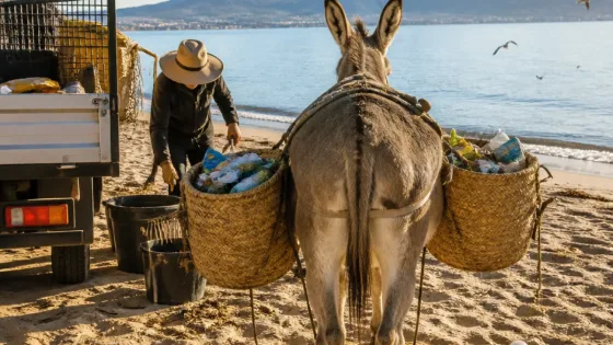 À Ajaccio, une ânesse et son conducteur nettoient la plage de la Terre Sacrée chaque semaine