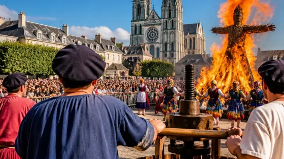 Chartres : foule et couleurs lors de la Fête des vendanges, premier pressage inauguré