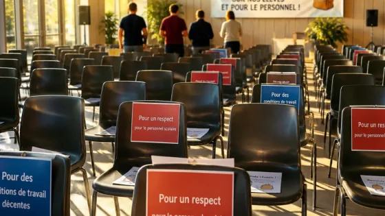Des chaises vides à Rimouski pour alerter sur les postes perdus dans l’éducation