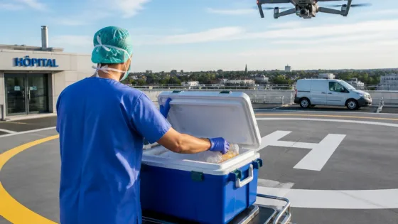 La Roche-sur-Yon : expérimentation de livraison de greffons par drone entre CHU Nantes et l’hôpital local
