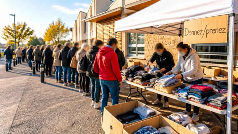 À Aytré, deux tonnes de vêtements distribuées attirent une longue file dès l'ouverture