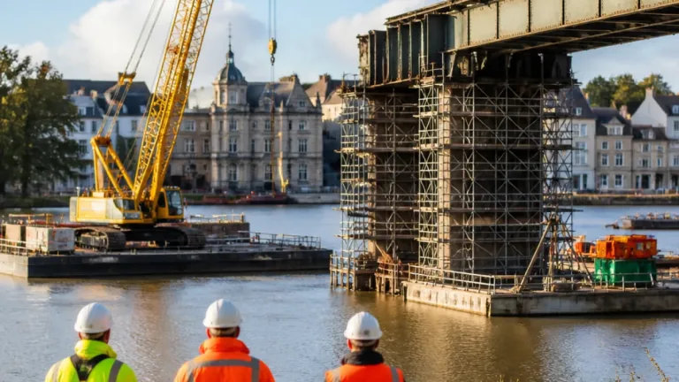 À Redon, le pont-rail sur la Vilaine est en train d’être remplacé : un chantier au cœur de la ville