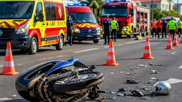 Accident sur la RN5 aux Abymes : un scooteriste de 19 ans gravement blessé à Petit-Pérou