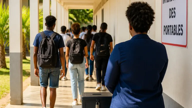 Au lycée Max Joséphine, l'interdiction des portables se heurte à l'absence de casiers et vise la pédagogie