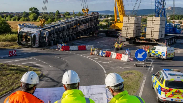 Carcassonne : la RD118 fermée plusieurs jours pour relever une grue routière couchée