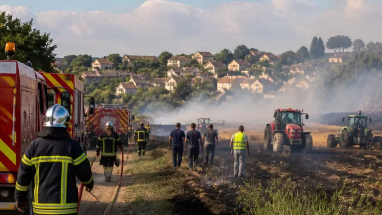 Dix hectares de friches partis en fumée près de Giraumont : intervention rapide des pompiers
