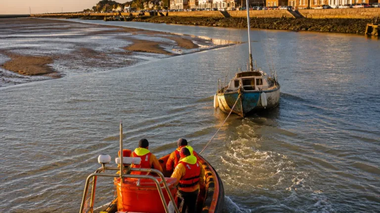 En baie de Somme, la SNSM du Crotoy remorque un plaisancier échoué après 12 heures à bord